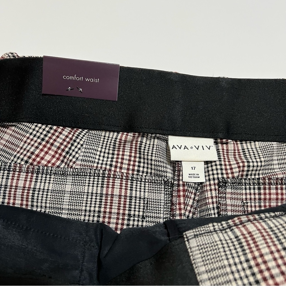 NWT Ava & Viv Women's High Rise Wide-Leg Pants- Gray Plaid Size 17 - Picture 9 of 12